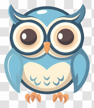 Cartoon Owl - Cute Blue Cartoon Owl Illustration Transparent PNG