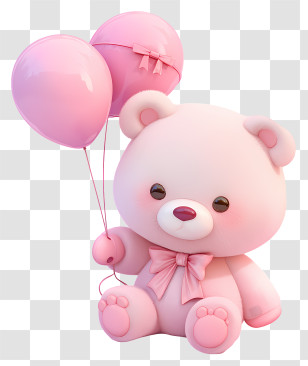 Teddy Bear With Balloons - Pink Teddy Bear With Balloons Transparent PNG