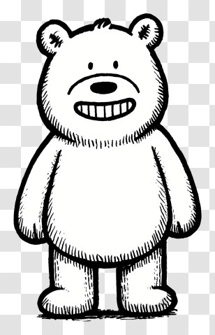 Teddy Bear Outline - Smiling Cartoon Bear Character Transparent PNG