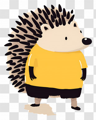 Cute Hedgehog - Cartoon Hedgehog Wearing A Yellow Shirt Transparent PNG