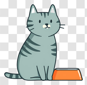 Cat Next To Food Bowl - Cute Cat With A Bowl Transparent PNG