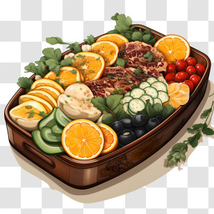 Bento Box - Colorful Food Platter With Fruits And Vegetables Transparent PNG