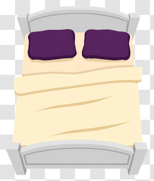 Bed Top View - Cozy Bed With Purple Pillows Transparent PNG