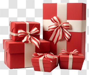 Gift Box - Red Gift Boxes With Ribbons Design Transparent PNG