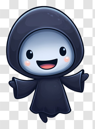 Kawaii Halloween Wraith - Adorable Smiling Ghost Character Transparent PNG