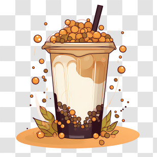 Bubble Milk Tea - Delicious Bubble Tea With Tapioca Pearls Transparent PNG