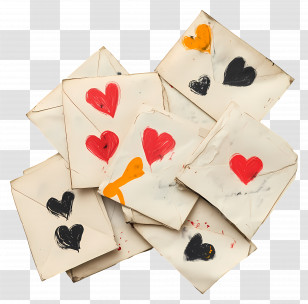 Love Letters For Her - Pile Of Love Letters With Hearts Transparent PNG