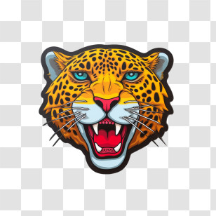 Leopard - Leopard Head Illustration In Bold Colors Transparent PNG