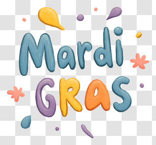 Mardi Gras - Playful Mardi Gras Colorful Lettering Transparent PNG