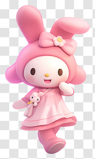 3d My Melody - Pink Bunny Character In Cute Cartoon Style Transparent PNG