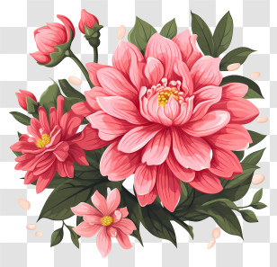 Hand Drawn Pink Flower - Beautiful Pink Flower Bouquet Illustration Transparent PNG