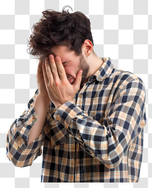 Disappointed - Man Covering His Face In Despair Transparent PNG