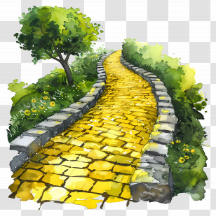 Yellow Brick Road - Golden Paved Pathway Illustration In Nature Transparent PNG