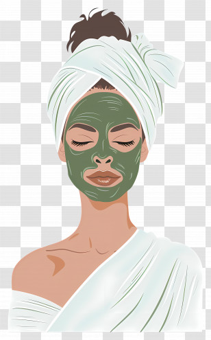 Spa Face Mask - Woman Relaxing With Green Face Mask Transparent PNG