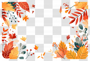 Autumn Background - Autumn Frame With Vibrant Leaves In Fall Colors Transparent PNG