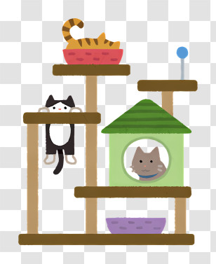 Icon - Cat Tree With Playful Cats Transparent PNG