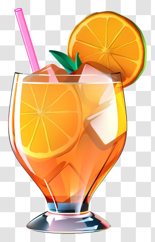 Orange Juice - Refreshing Orange Cocktail With Ice Transparent PNG