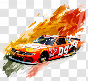 Nascar Day - Orange Race Car In Action Transparent PNG