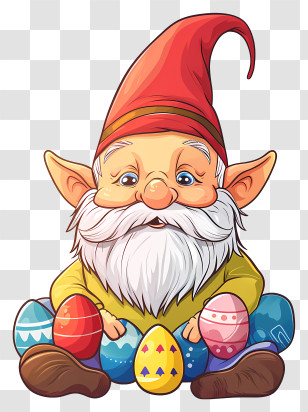 Easter Day Gnome - Easter Gnome Holding Colorful Eggs Transparent PNG