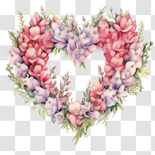 Snapdragon Flower - Heart-Shaped Floral Wreath Transparent PNG