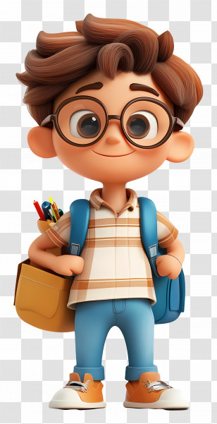 3d Student - Boy With School Supplies Transparent PNG