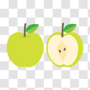 Apple - Green Apple And Half Sliced Illustration Transparent PNG