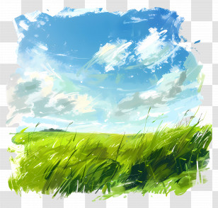 Green Field - Grassy Field And Blue Skies Illustration Transparent PNG
