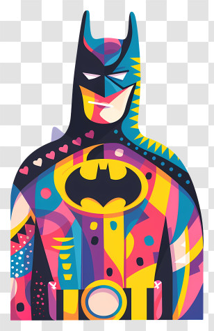Abstract Batman - Colorful Pop Art Superhero Illustration Transparent PNG