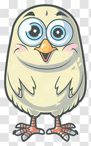 Chicken With Big Eyes - Cute Cartoon Chick With Big Eyes And Yellow Feathers Transparent PNG