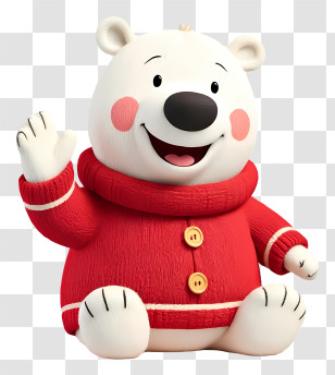 Cute Cartoon Polar Bear - Cute White Bear In Red Sweater Transparent PNG