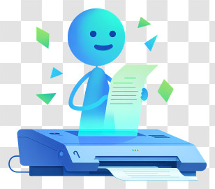 Futuristic Printer - Friendly Printer Character Icon Transparent PNG