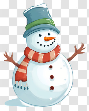 Snowman - Cartoon Snowman With Scarf For Christmas Transparent PNG