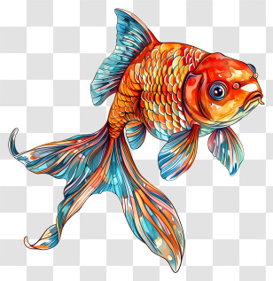 Goldfish - Colorful Goldfish Watercolor Illustration Transparent PNG