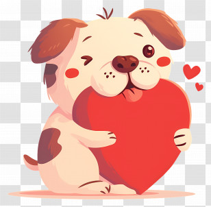 Dog Heart - Cute Dog With Heart Illustration Transparent PNG