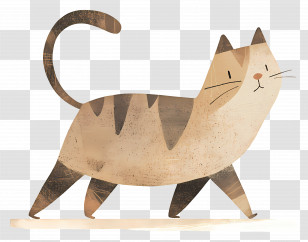 Cat Walking - Brown Striped Cat Illustration Transparent PNG
