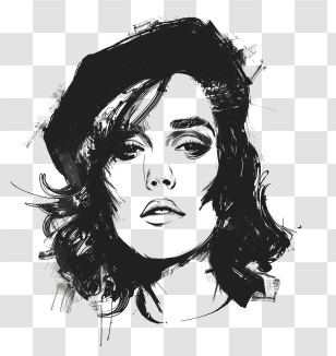 Katy Perry - Elegant Woman In Black And White Illustration Transparent PNG