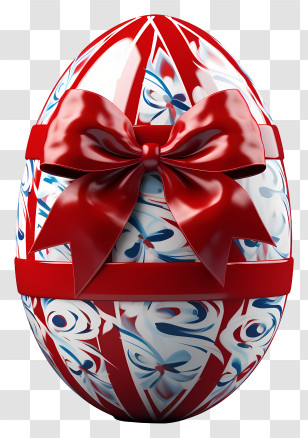 Easter Egg - Decorated Easter Egg With Ribbon And Patterns Transparent PNG