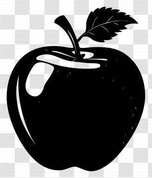 Apple Silhouette - Black Apple Silhouette Illustration Transparent PNG