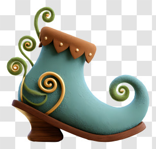 Elf Shoe - Blue Swirly Shoe With Artistic Design Transparent PNG