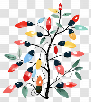 Christmas Lights - Colorful Decorative Lights On Tree Transparent PNG