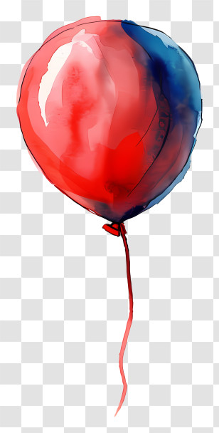 Single Balloon - Red And Blue Watercolor Balloon Transparent PNG