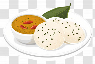 Idli - Traditional Indian Idli With Sambar Transparent PNG