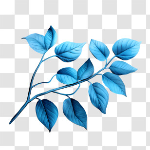 Blue Leaves - Elegant Blue Leaf Branch Illustration Transparent PNG