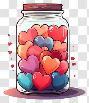 Mason Jar - Hearts In Transparent Jar Illustration Transparent PNG