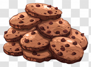 Chocolate Chip Cookies - Pile Of Chocolate Chip Cookies Illustration Transparent PNG