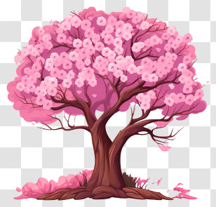 Sketch Style Cherry Blossom Tree - Pink Cherry Blossom Tree Illustration Transparent PNG