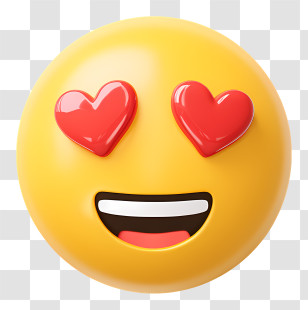 3d Love Emoji - Yellow Love Emoji With Hearts Transparent PNG