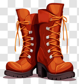 Winter Boots - Bright Orange Hiking Boots With Laces Transparent PNG