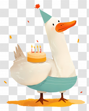 Cartoon Duck - Party Goose With Cake Transparent PNG
