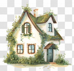 Village House - Ivy-Covered Fairytale House Illustration Transparent PNG